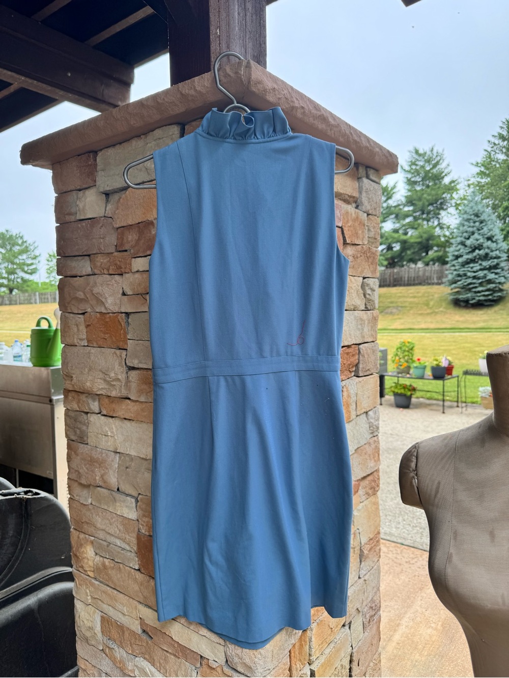 Sleeveless Ruffle Front Blue Dress - Picture 3 of 4